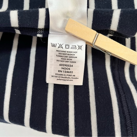 Polarn O. Pyret: Classic Stripe GOTS Long Sleeve Shirt: 1-1.5Yrs (86cm): Navy - Picture 6 of 7